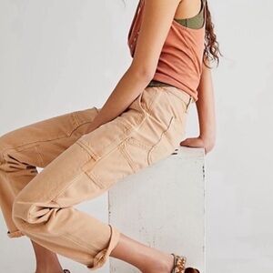 Free People Dover carpenter jeans pants in peach denim size 26